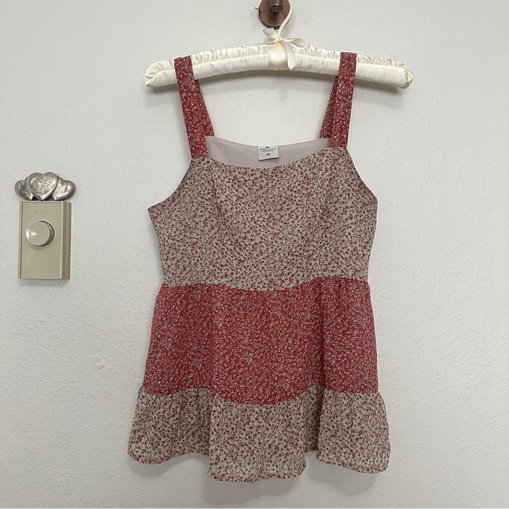 Paper Crane Red and Cream Floral Tank Top
